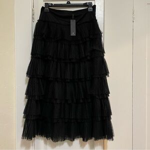 Lulu's Black Tiered A-Line lace skirt size medium